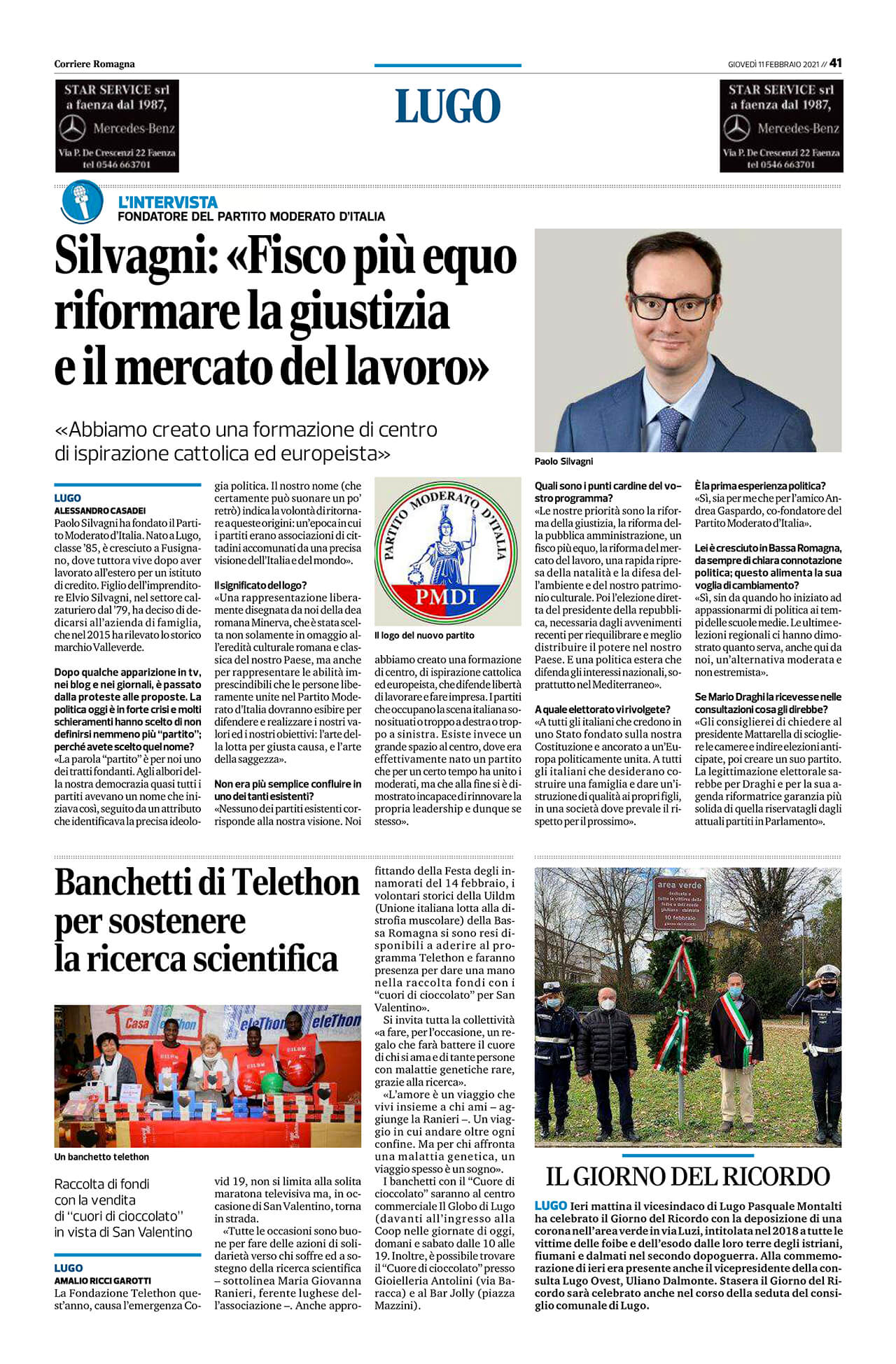 2021 02 11 intervista al fondatore del partito moderato d italia del corriere di romagna dell 11 febbraio big