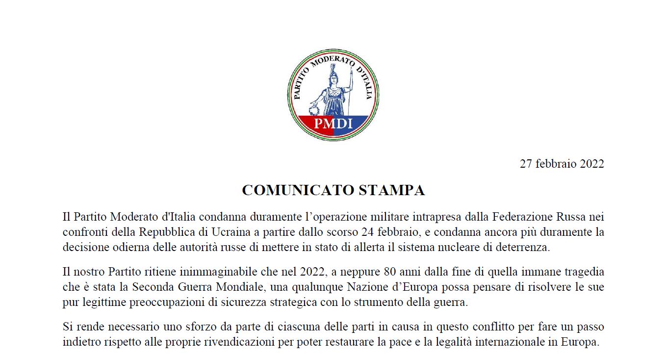 Comunicato stampa guerra Ucraina